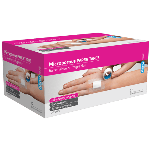 AEROTAPE White Microporous Paper Tape 2.5cm x 5M [Box/12] (AP325)