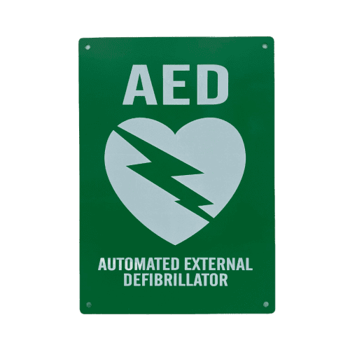 AED - Flat - Green Metal Wall Sign - A4 [Medium]