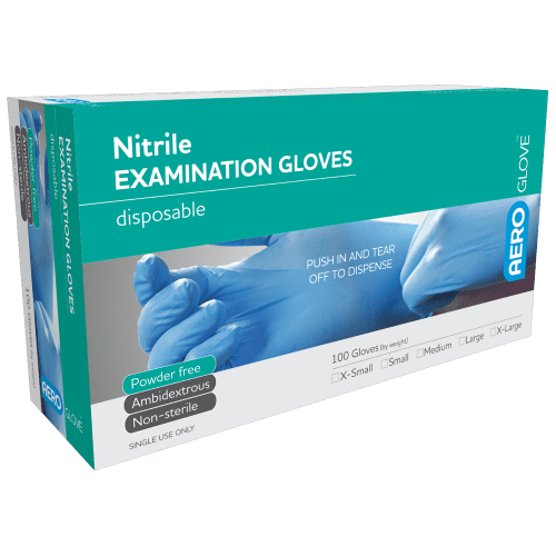 AEROGLOVE (Large) Blue Nitrile Powder-Free Gloves [Box/100] (AGNPF01)