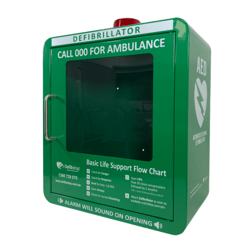 Defibshop Green Indoor Wall-mounted AED Cabinet [Alarm & Strobe Light] (Cabinet-DFS-Green)
