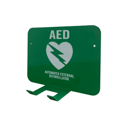 AED - Green Metal Wall Bracket [Hook Style] - [23 x 17cm]