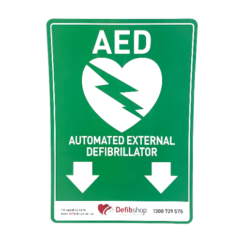 AED [DOWN Arrow] - Laminated Sign - A4