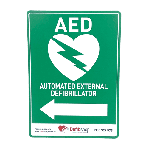 AED [LEFT Arrow] - Laminated Sign - A4