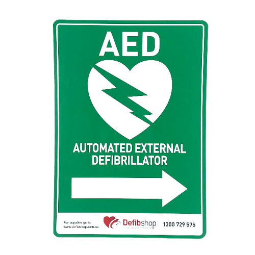 AED [RIGHT Arrow] - Laminated Sign - A4