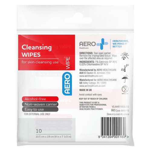 AEROWIPE Alcohol-Free Cleansing Wipes [Pack/10] (AW8110)